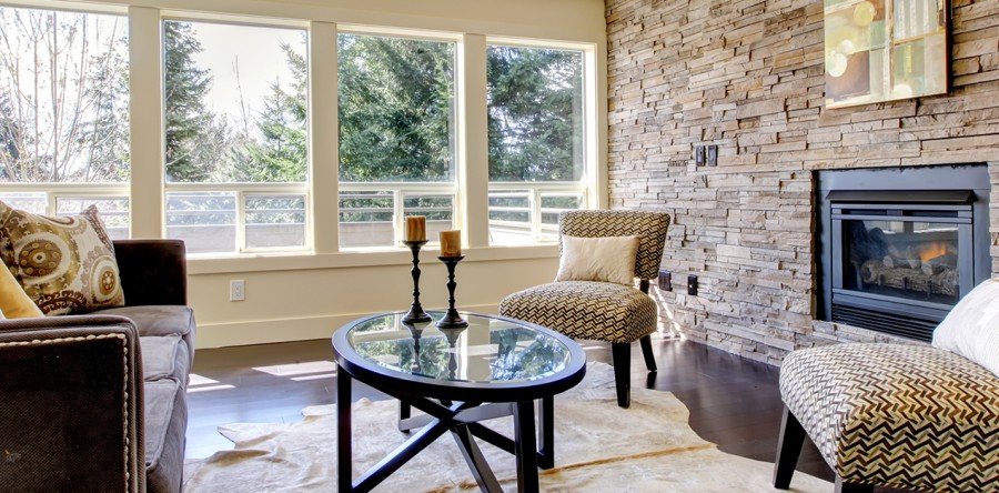 Stone Veneer Fireplace